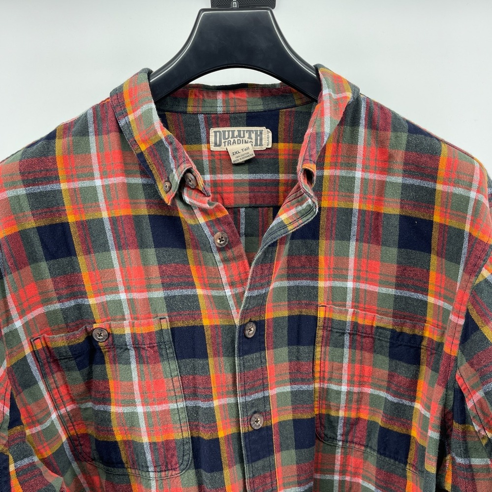 Duluth Trading Co. Flannel Shirt Mens 2XL Tall Multicolor Plaid Outdoor Gorpcore